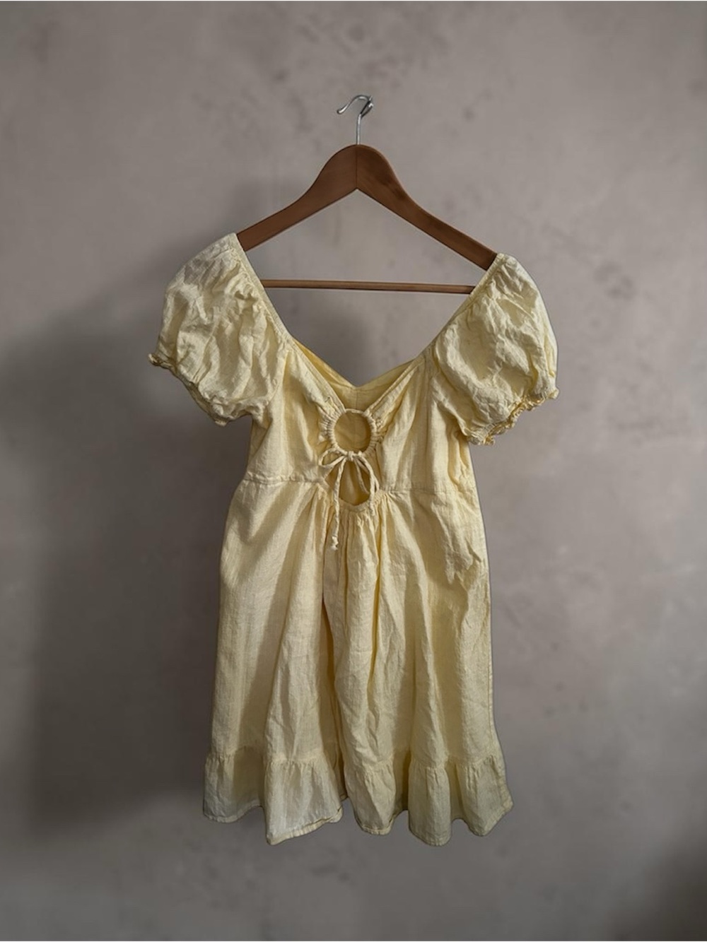 wild fable Pale Yellow Puff Sleeve Mini Dress